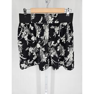 Joe B by Joe Benbasset Women's Black Floral Elastic Waist Polyester Skirt Size L